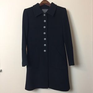 Tahari Black Wool Single Breasted Pea Coat